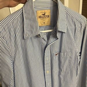 Hollister Blue Striped Collared Shirt